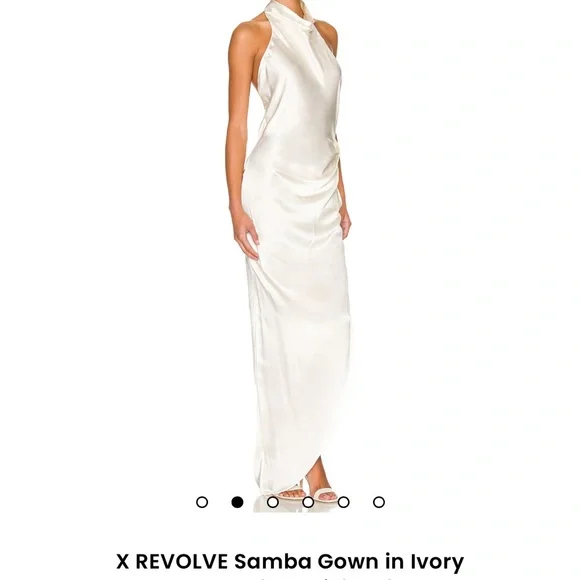 REVOLVE Cream Asymmetrical Ruched Gown - Picture 3 of 5